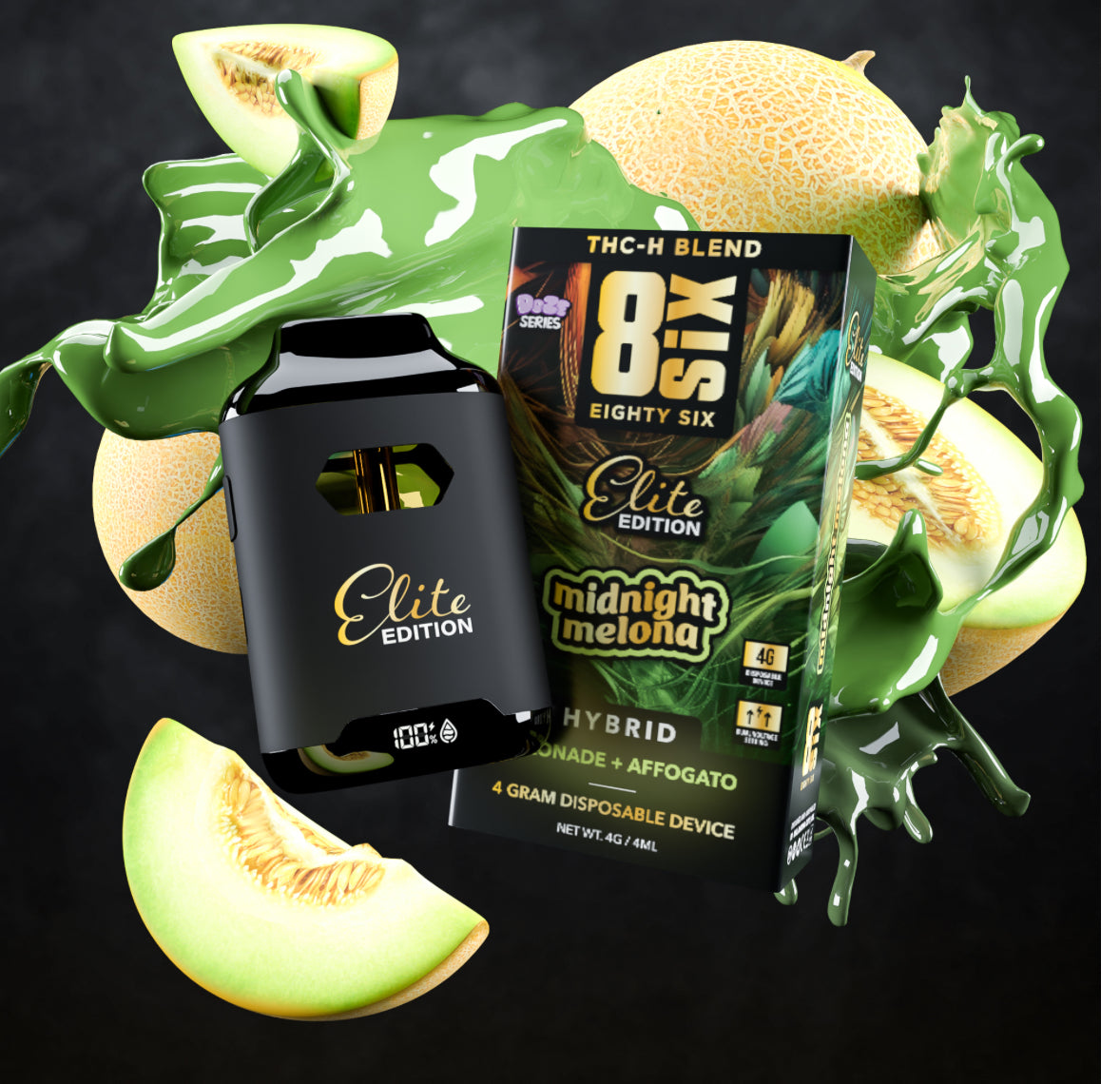 Midnight Melona Elite Edition THCh 4G Disposable Vape (Melonade)