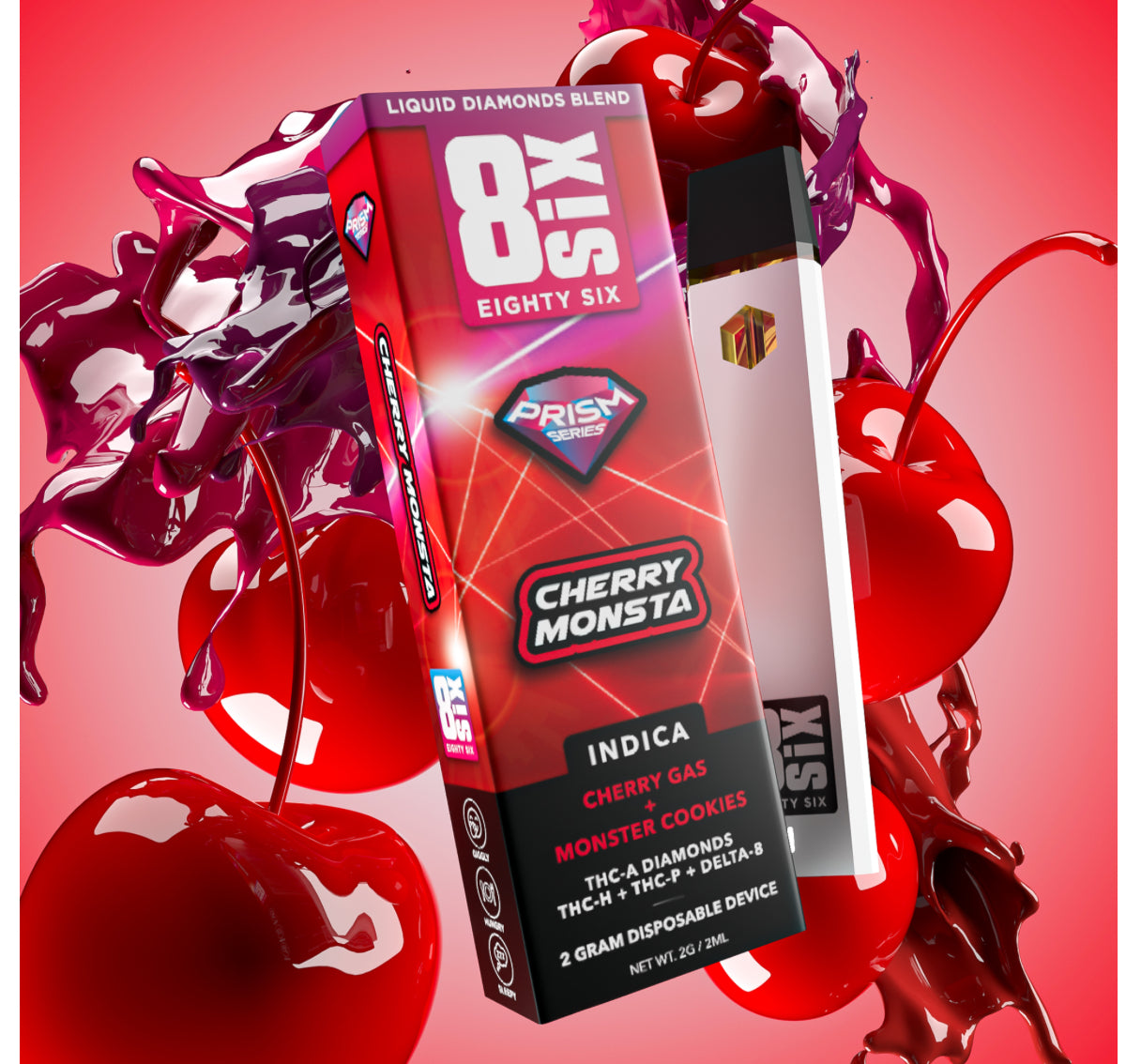 Cherry Monsta THCa Liquid Diamonds 2G Disposable Vape (Cherry Gas)